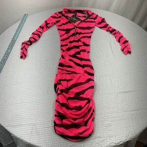 Bold Pink and Black Animal Print Long Sleeve Dress